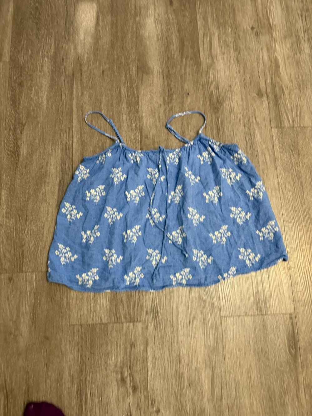 H&M Blue Floral Spaghetti Strap Crop Top - Picture 2 of 6